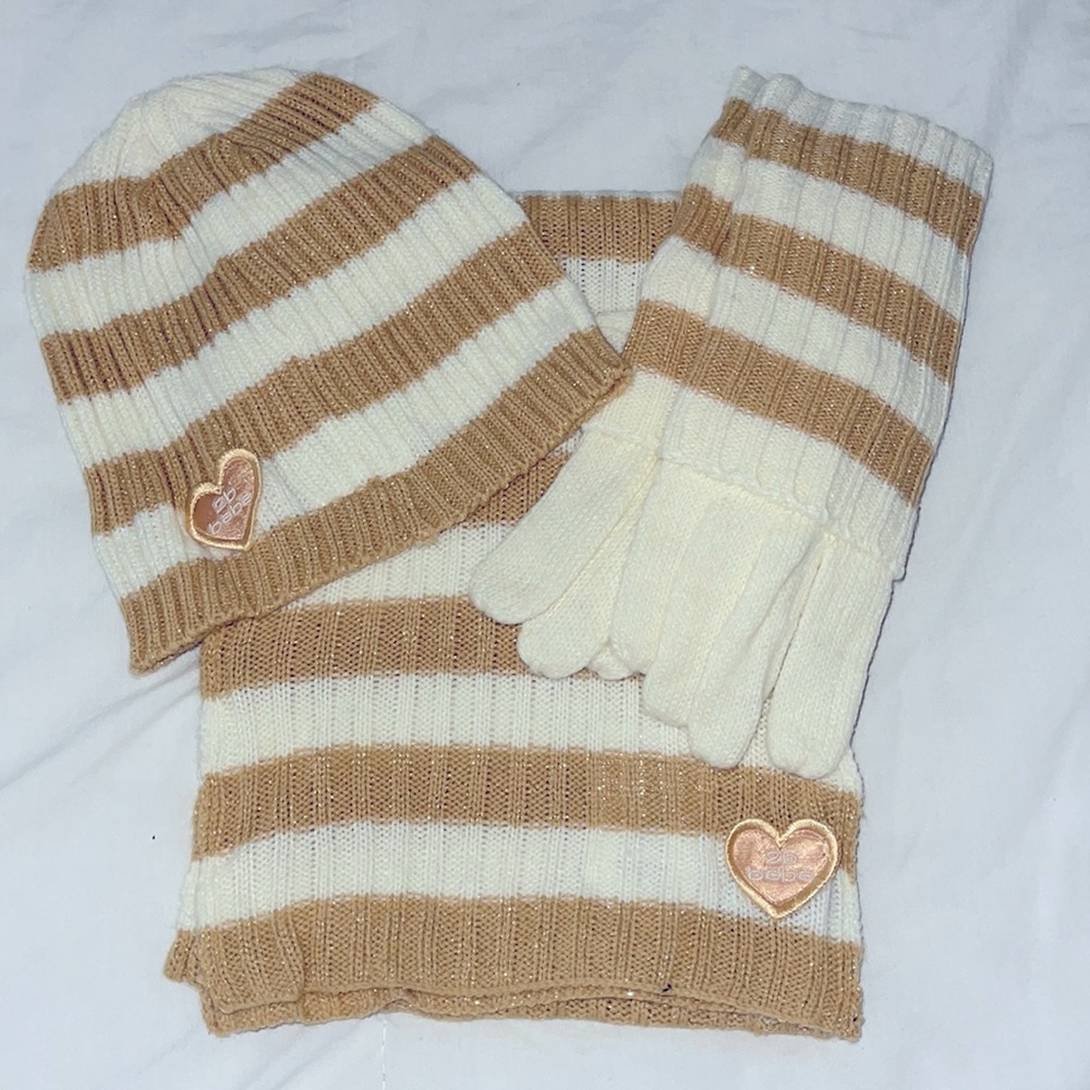 2B BeBe good & cream scarf/beaine and glove set